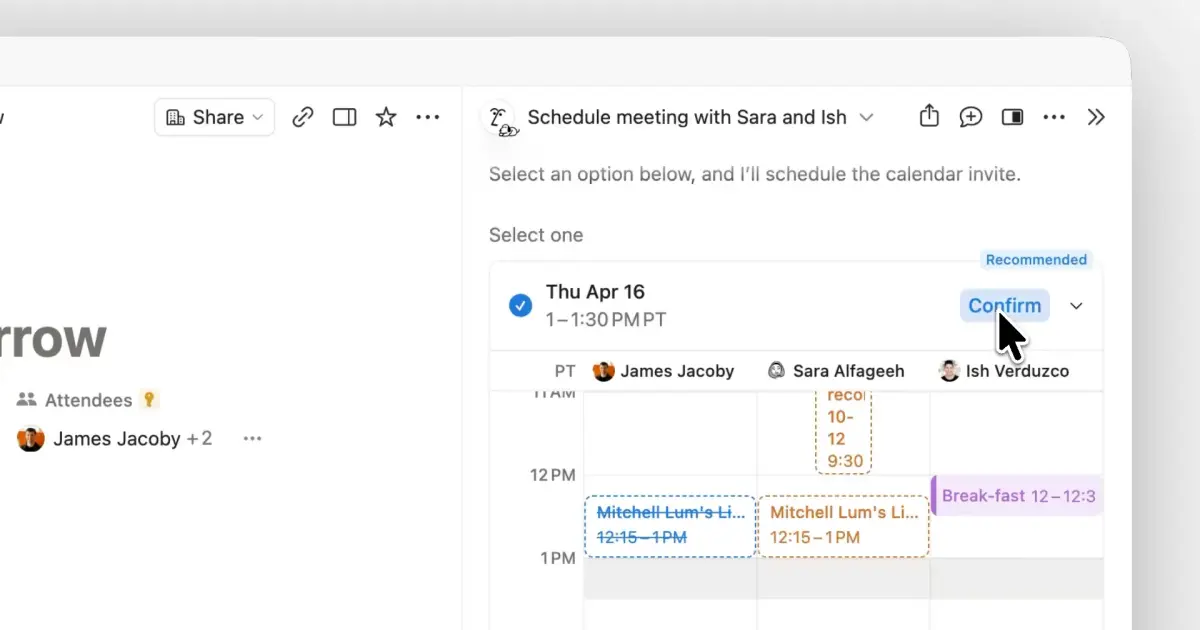Schedule meetings with Notion Agent