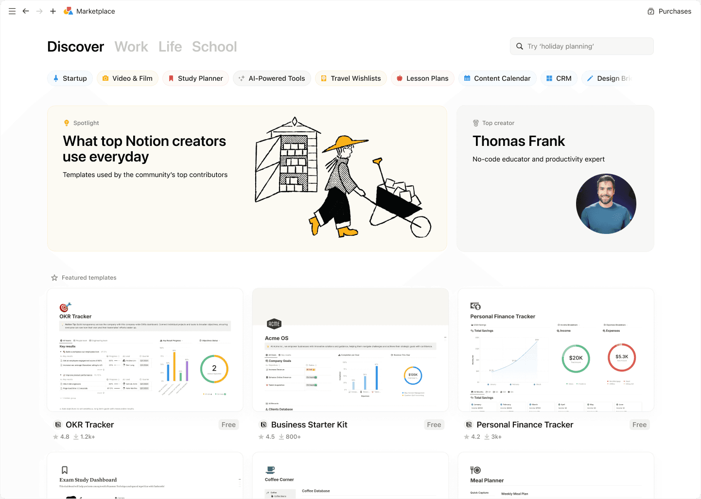 Welcome to Marketplace, the redesigned home for templates in Notion.