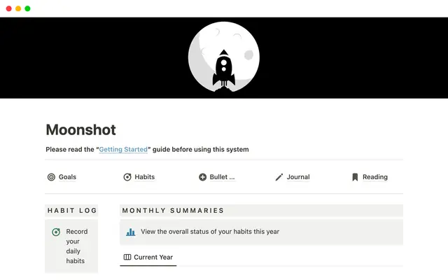 Moonshot - Resolution & Goal Management Board